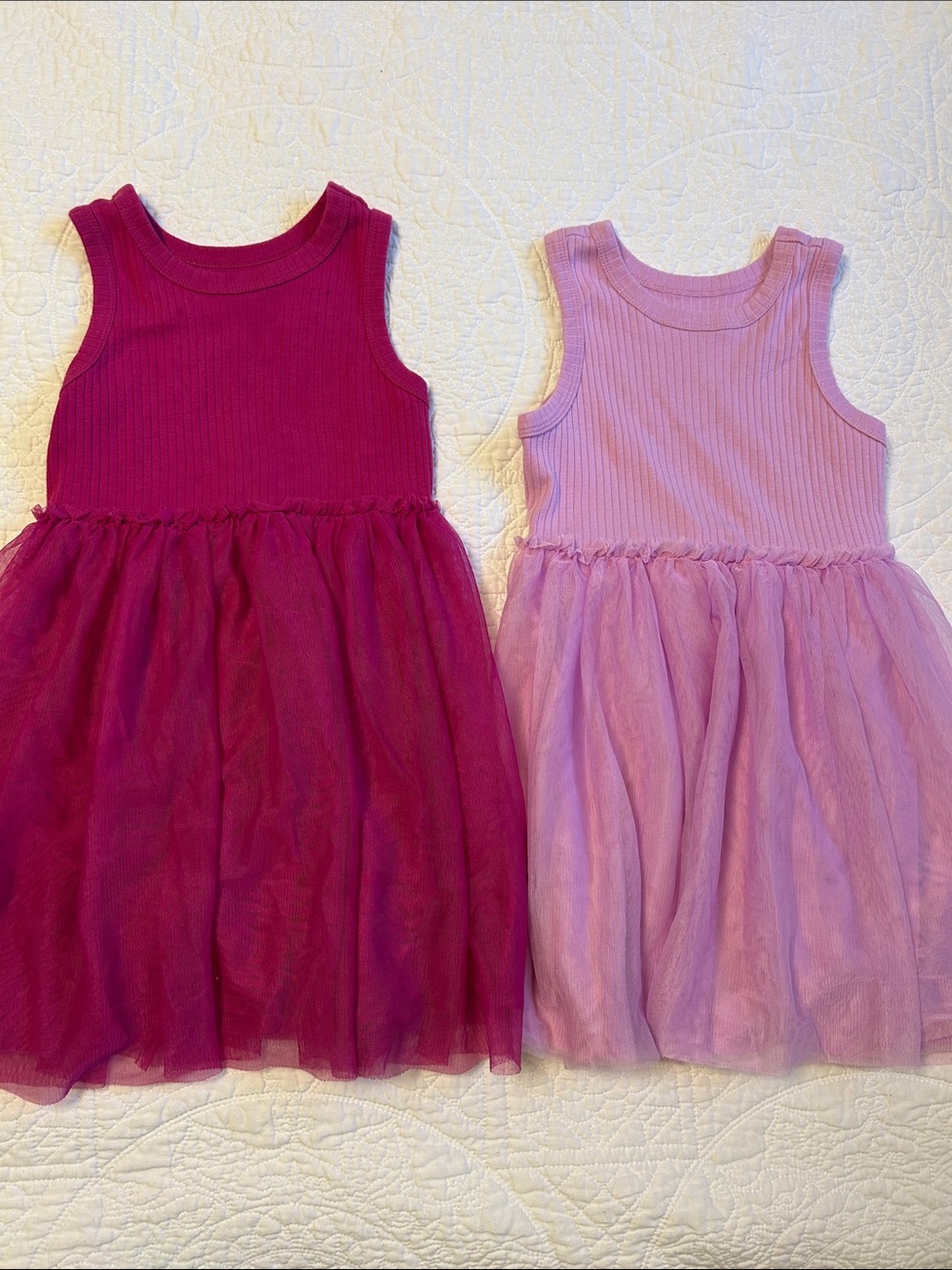 wonder nation Girls' Sleeveless Tulle Dress - Fuchsia and Light Pink